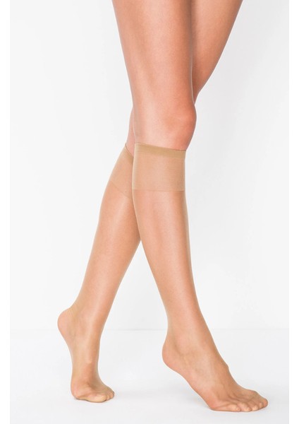 3 Adet. Bronz. Parlak. 15 Den. Ince. Burnu Dayanıklı, Pantolon Çorabı, Renk No:38