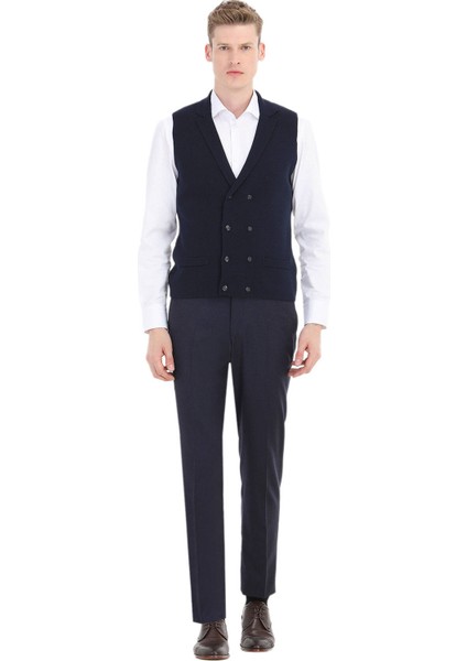 Lacivert Regular Fit Kelebek Yaka Casual Örme Triko Yelek fiyatları