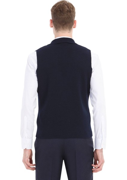 Lacivert Regular Fit Kelebek Yaka Casual Örme Triko Yelek fırsatları