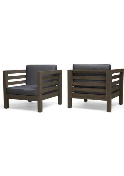 Antero 3+1+1 Bahçe Balkon Teras Ahşap Oturma Grubu (Füme)