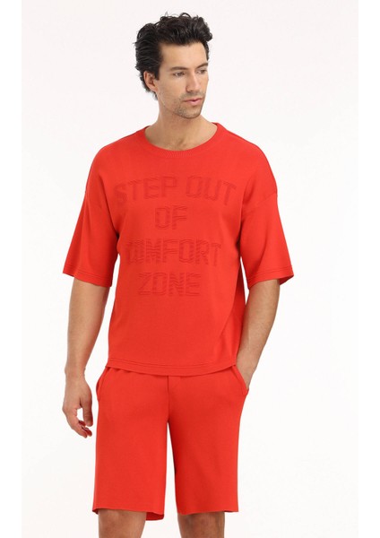 Turuncu Bisiklet Yaka Jakarlı Triko