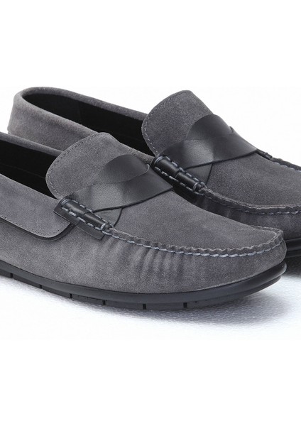 Gri Süet Casual Loafer modelleri