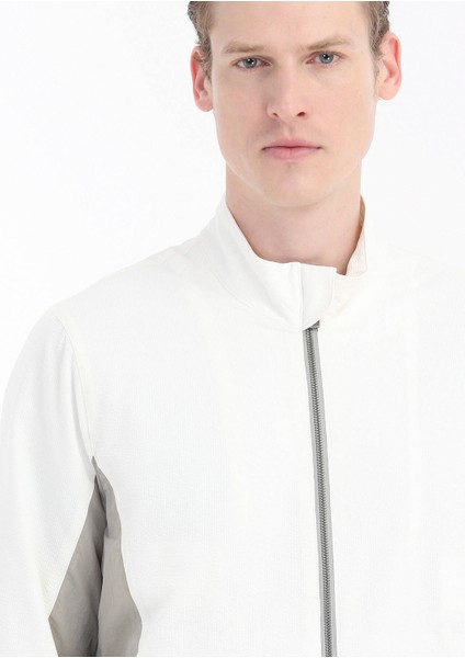 Beyaz Regular Fit Dik Yaka Casual Dokuma Mont indirimleri