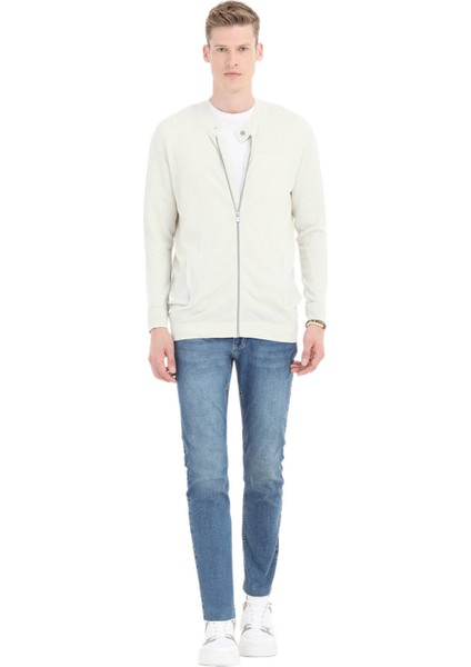 Taş Bisiklet Yaka Düz Örgü Hırka