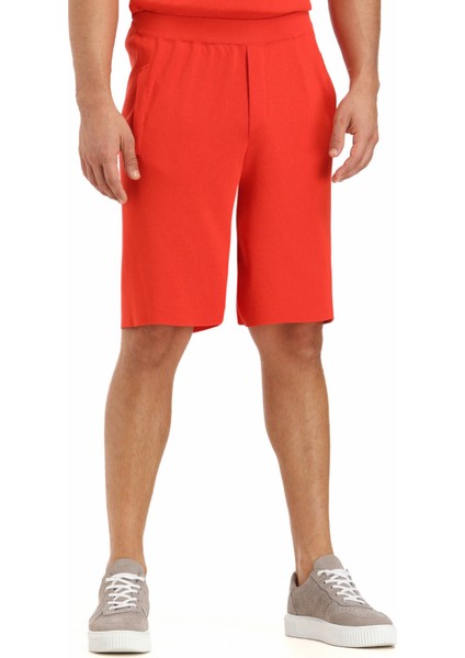 Turuncu Düz Örme Regular Fit Spor Bermuda fiyatları