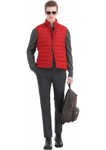 Kırmızı Regular Fit Dik Yaka Casual Dokuma Spor Yelek fırsatları
