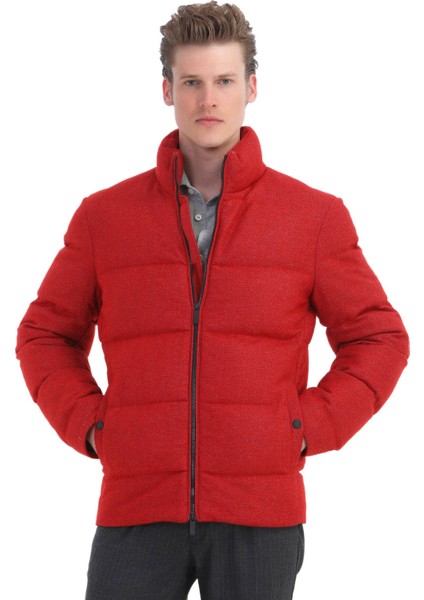 Kırmızı Regular Fit Dik Yaka Casual Dokuma Mont modelleri