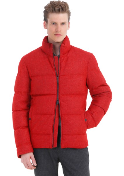 Kırmızı Regular Fit Dik Yaka Casual Dokuma Mont fırsatları
