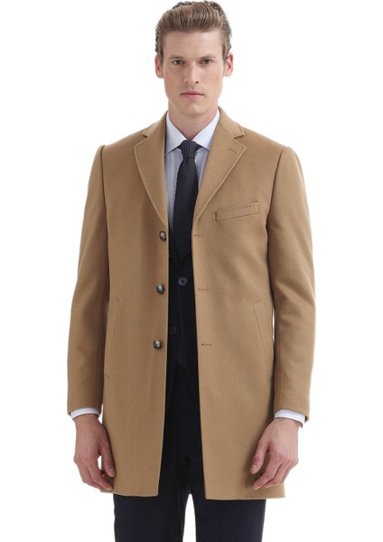 Deve Tüyü Regular Fit Kelebek Yaka Klasik Dokuma Palto modelleri