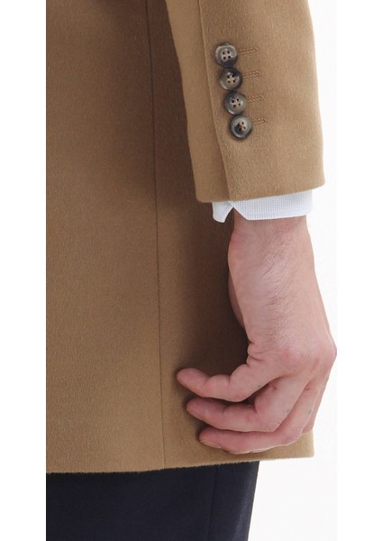 Deve Tüyü Regular Fit Kelebek Yaka Klasik Dokuma Palto indirimleri