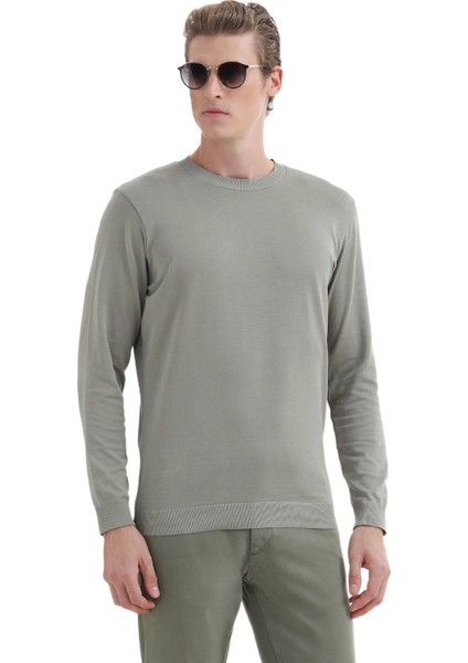 Açık Yeşil Düz Bisiklet Yaka %100 Pamuk T-Shirt