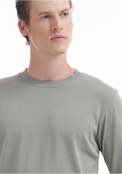 Açık Yeşil Düz Bisiklet Yaka %100 Pamuk T-Shirt modelleri