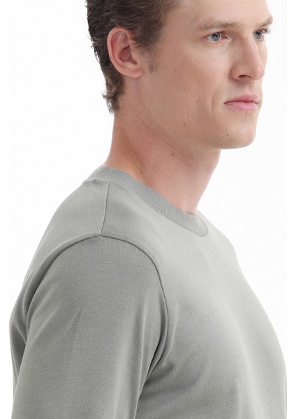 Açık Yeşil Düz Bisiklet Yaka %100 Pamuk T-Shirt fırsatları