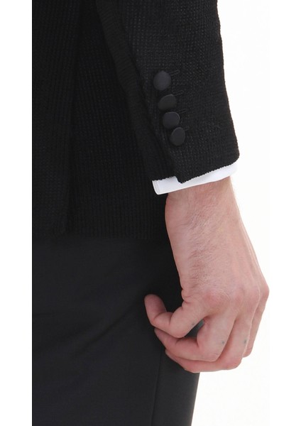 Siyah Desenli Thin&taller Slim Fit Kruvaze Yaka Dokuma Smokin Takım Elbise indirimleri