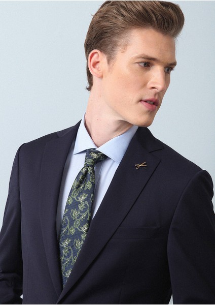 Lacivert Düz Modern Fit %100 Yün Takım Elbise modelleri