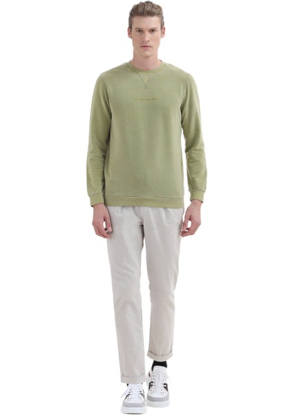 Yeşil Bisiklet Yaka Baskılı Sweatshırt fiyatları