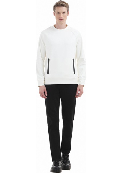 Ekru Bisiklet Yaka Düz Sweatshırt fiyatları