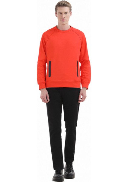 Turuncu Bisiklet Yaka Düz Sweatshırt fiyatları