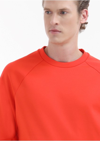 Turuncu Bisiklet Yaka Düz Sweatshırt modelleri