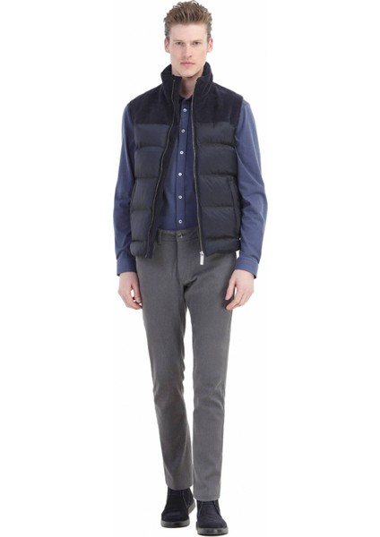 Lacivert Regular Fit Dik Yaka Casual Dokuma Spor Yelek fiyatları