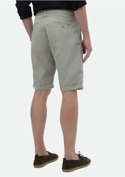 Bej Düz Dokuma Carrot Fit Casual %100 Pamuk Bermuda indirimleri