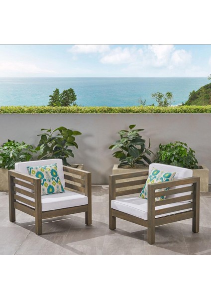 Antero 3+1+1 Bahçe Balkon Teras Ahşap Oturma Grubu (beyaz)