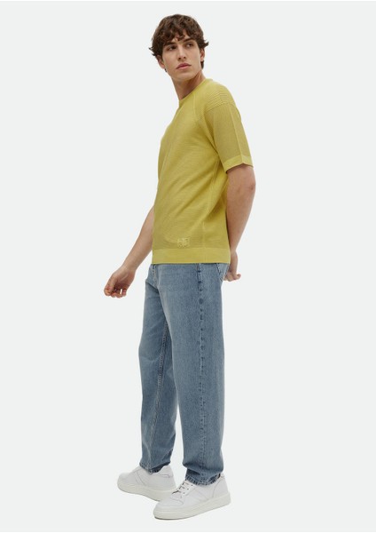 Sarı Bisiklet Yaka Jakarlı Triko modelleri