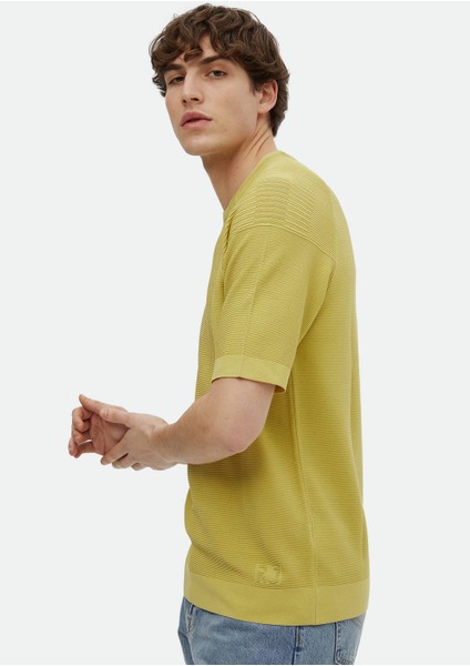 Sarı Bisiklet Yaka Jakarlı Triko indirimleri