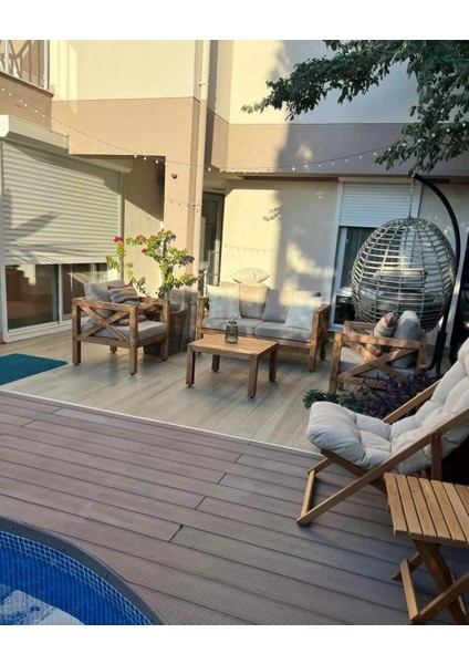 Nora 2+1+1 Bahçe Balkon Teras Ahşap Oturma Grubu