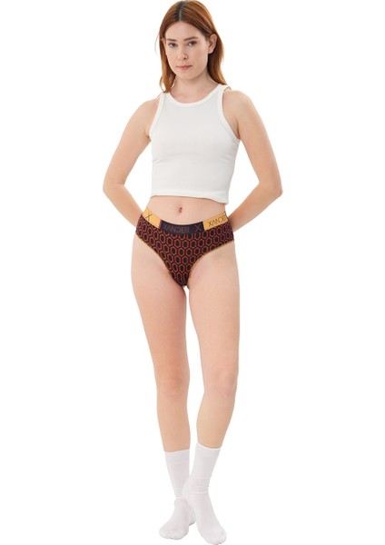 Desenli Kadın Pamuklu Yüksek Bel Hipster Külot - Plasma