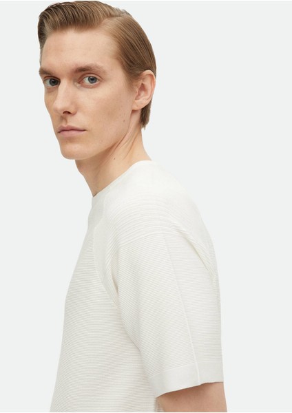 Ekru Bisiklet Yaka Jakarlı Triko modelleri
