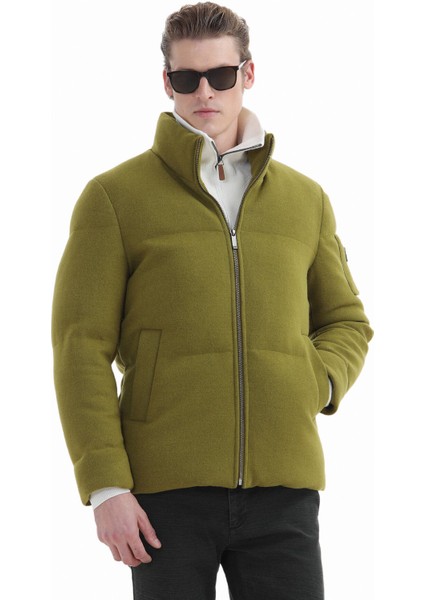 Yağ Yeşili Regular Fit Dik Yaka Casual Dokuma Mont fırsatları