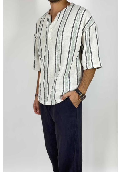 Oversize Yazlık Keten Yarım Gömlek modelleri