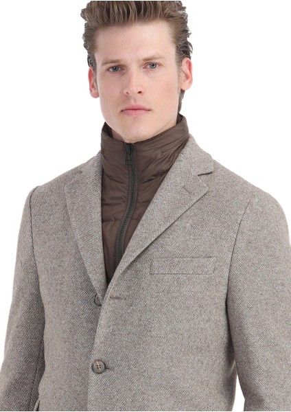 Bej Regular Fit Gizli Kapüşon Casual Örme Palto indirimleri