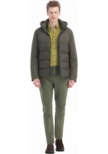 Haki Regular Fit Kapüşonlu Casual Dokuma Mont fiyatları