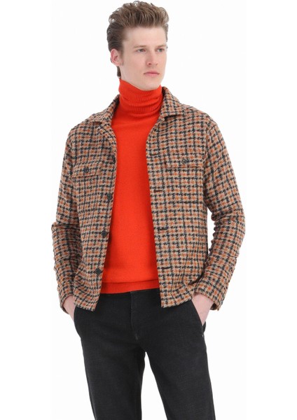 Turuncu Tam Balıkçı Yaka Jakarlı Yün Karışımlı Triko Kazak modelleri