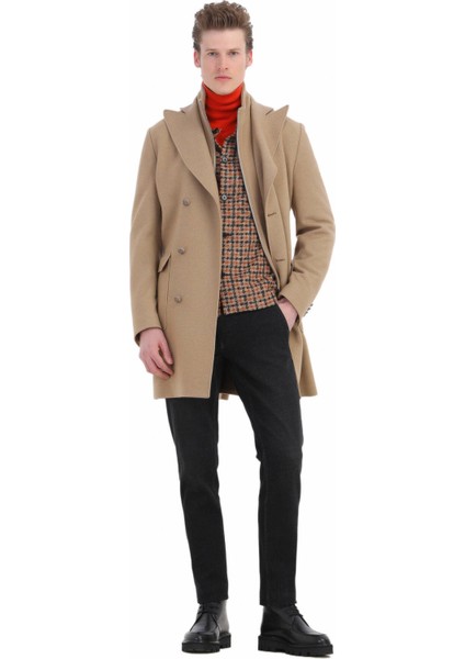 Turuncu Tam Balıkçı Yaka Jakarlı Yün Karışımlı Triko Kazak fırsatları