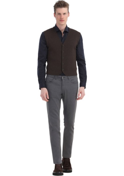 Kahverengi Regular Fit V Yaka Casual Örme Triko Yelek fiyatları