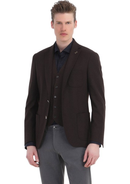Kahverengi Regular Fit V Yaka Casual Örme Triko Yelek modelleri