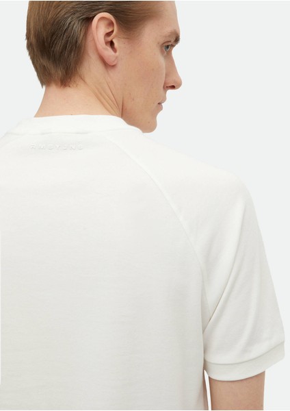 Ekru Baskılı Bisiklet Yaka %100 Pamuk T-Shirt fırsatları