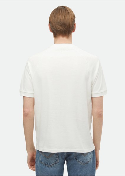 Ekru Baskılı Bisiklet Yaka %100 Pamuk T-Shirt indirimleri