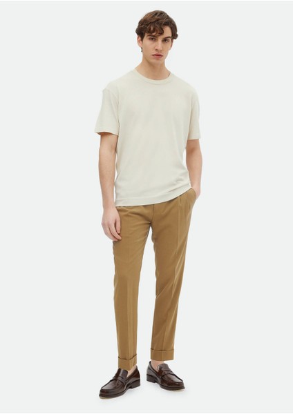 Bej Bisiklet Yaka Düz Örgü Triko fiyatları