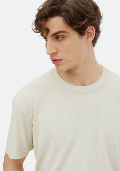 Bej Bisiklet Yaka Düz Örgü Triko modelleri