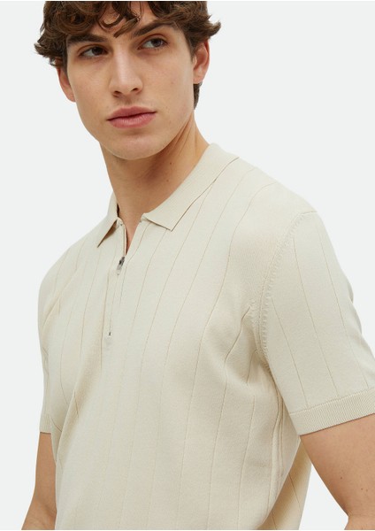 Bej Polo Yaka Jakarlı Triko modelleri