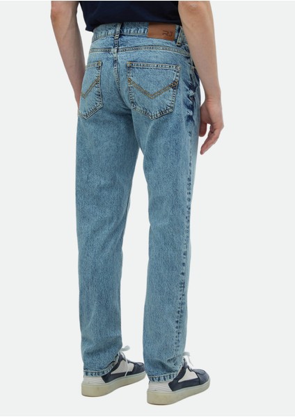 İndigo Düz Regular Fit Denim %100 Pamuk Pantolon indirimleri