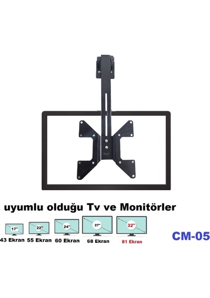 Cm-05 Eğimli Tavan Askı Aparatı 17 "-32 "