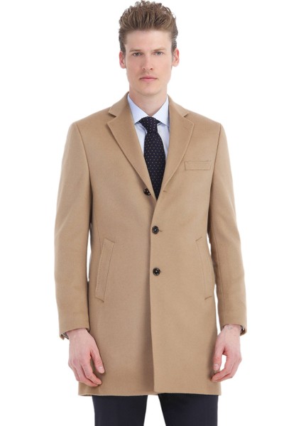 Deve Tüyü Regular Fit Kelebek Yaka Klasik Dokuma Palto
