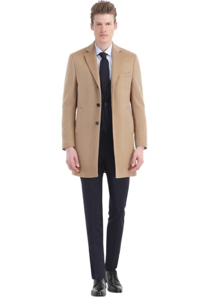 Deve Tüyü Regular Fit Kelebek Yaka Klasik Dokuma Palto fiyatları