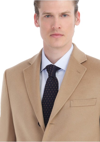 Deve Tüyü Regular Fit Kelebek Yaka Klasik Dokuma Palto modelleri