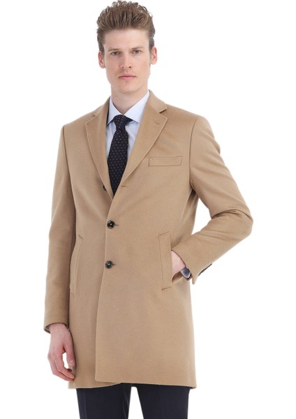 Deve Tüyü Regular Fit Kelebek Yaka Klasik Dokuma Palto fırsatları